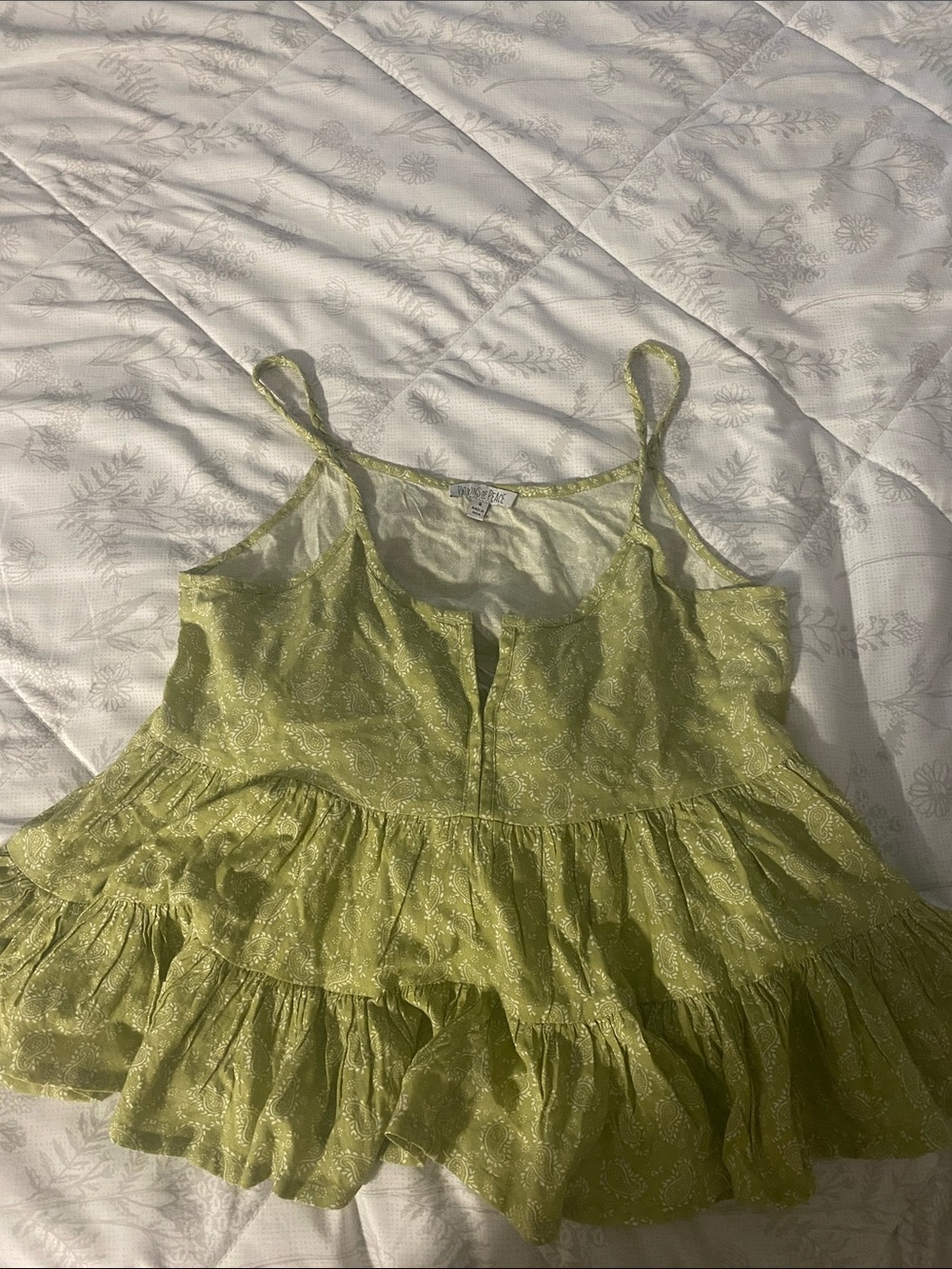 Patrons of peace green shaggy babydoll top